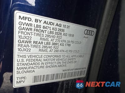 Zdjęcie 10 z 14 samochodu: 2021 AUDI Q8 PREMIUM PLUS S-LINE VIN:WA1EVAF18MD015075 - miniatura