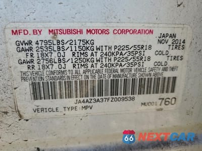 Zdjęcie 13 z 13 samochodu: 2015 MITSUBISHI OUTLANDER SE VIN:JA4AZ3A37FZ009538 - miniatura
