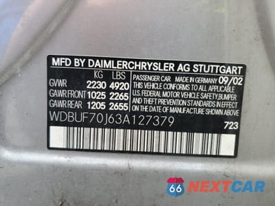 Zdjęcie 13 z 13 samochodu: 2003 MERCEDES-BENZ E 500 VIN:WDBUF70J63A127379 - miniatura