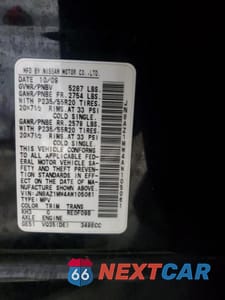 Zdjęcie 13 z 13 samochodu: 2010 NISSAN MURANO S VIN:JN8AZ1MW4AW105061 - miniatura