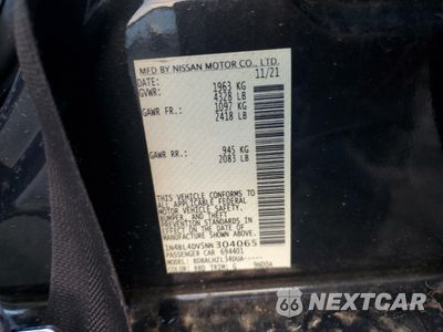 Zdjęcie 12 z 14 samochodu: 2022 NISSAN ALTIMA SV VIN:1N4BL4DV5NN304065 - miniatura