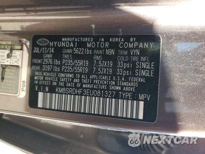 Zdjęcie 13 z 13 samochodu: 2014 HYUNDAI SANTA FE GLS VIN:KM8SRDHF3EU081327 - miniatura