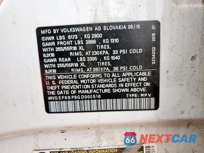 Zdjęcie 12 z 12 samochodu: 2016 VOLKSWAGEN TOUAREG SPORT VIN:WVGEF9BP9GD000516 - miniatura