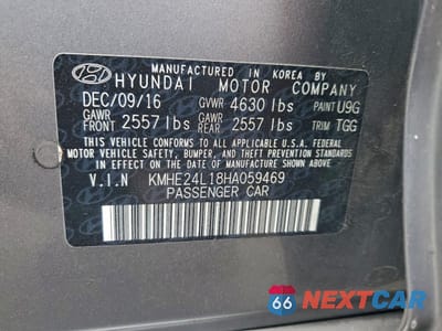 Zdjęcie 12 z 12 samochodu: 2017 HYUNDAI SONATA HYBRID VIN:KMHE24L18HA059469 - miniatura