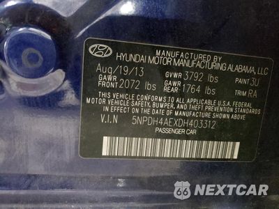 Zdjęcie 12 z 12 samochodu: 2013 HYUNDAI ELANTRA GLS VIN:5NPDH4AEXDH403312 - miniatura