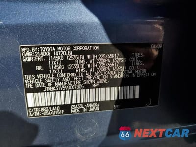 Zdjęcie 12 z 12 samochodu: 2009 TOYOTA RAV4 LIMITED VIN:JTMBK31V59D007305 - miniatura