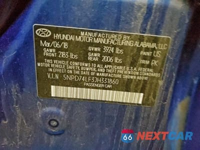 Zdjęcie 12 z 12 samochodu: 2018 HYUNDAI ELANTRA SE VIN:5NPD74LF3JH331860 - miniatura