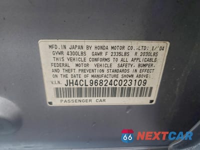 Zdjęcie 12 z 12 samochodu: 2004 ACURA TSX VIN:JH4CL96824C023109 - miniatura