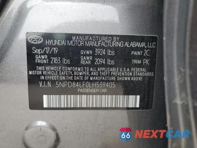 Zdjęcie 12 z 12 samochodu: 2020 HYUNDAI ELANTRA SEL VIN:5NPD84LF0LH539405 - miniatura