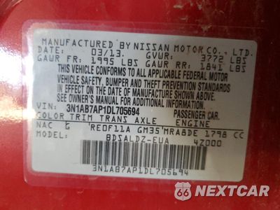 Zdjęcie 12 z 12 samochodu: 2013 NISSAN SENTRA S VIN:3N1AB7AP1DL705694 - miniatura