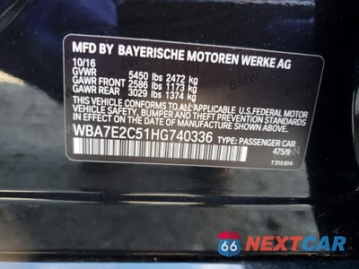 Zdjęcie 12 z 12 samochodu: 2017 BMW 740 I VIN:WBA7E2C51HG740336 - miniatura