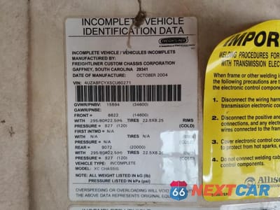 Zdjęcie 10 z 10 samochodu: 2005 FREIGHTLINER CHASSIS X LINE MOTOR HOME VIN:4UZABFCYX5CU60271 - miniatura