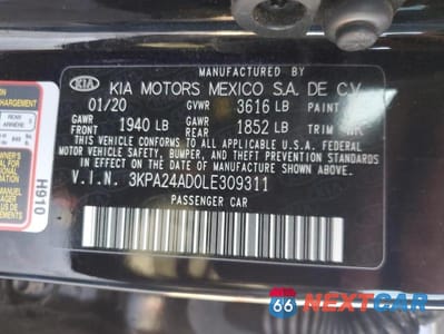Zdjęcie 12 z 12 samochodu: 2020 KIA RIO LX VIN:3KPA24AD0LE309311 - miniatura