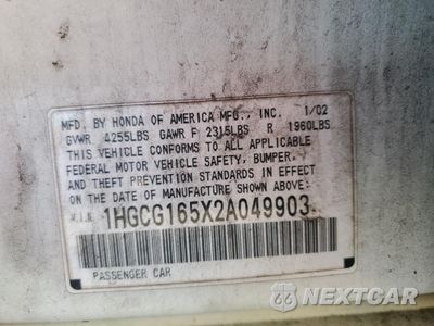 Zdjęcie 12 z 14 samochodu: 2002 HONDA ACCORD EX VIN:1HGCG165X2A049903 - miniatura