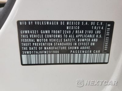 Zdjęcie 12 z 13 samochodu: 2015 VOLKSWAGEN JETTA SE VIN:3VWD17AJ6FM231986 - miniatura