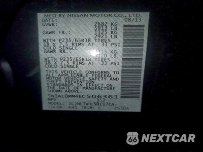 Zdjęcie 13 z 13 samochodu: 2014 INFI QX60 VIN:5N1AL0MM4EC506361 - miniatura