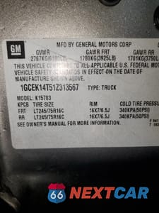 Zdjęcie 12 z 12 samochodu: 2001 CHEVROLET SILVERADO K1500 VIN:1GCEK14T51Z313567 - miniatura