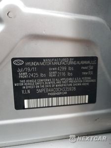 Zdjęcie 12 z 12 samochodu: 2012 HYUNDAI SONATA GLS VIN:5NPEB4AC0CH335928 - miniatura