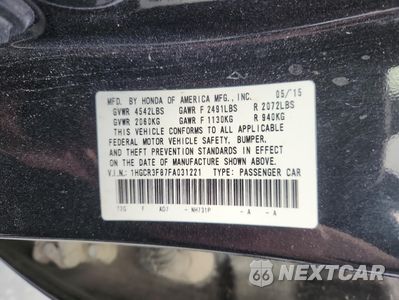 Zdjęcie 12 z 14 samochodu: 2015 HONDA ACCORD EXL VIN:1HGCR3F87FA031221 - miniatura