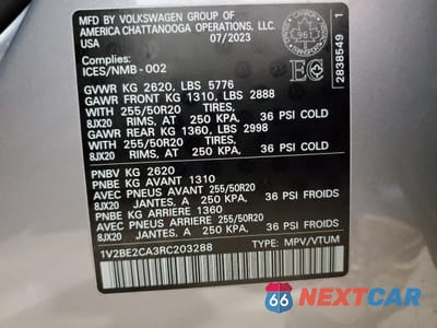 Zdjęcie 12 z 12 samochodu: 2024 VOLKSWAGEN ATLAS CROSS SPORT SEL VIN:1V2BE2CA3RC203288 - miniatura