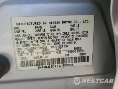 Zdjęcie 13 z 13 samochodu: 2001 NISSAN ALTIMA XE VIN:1N4DL01DX1C100266 - miniatura