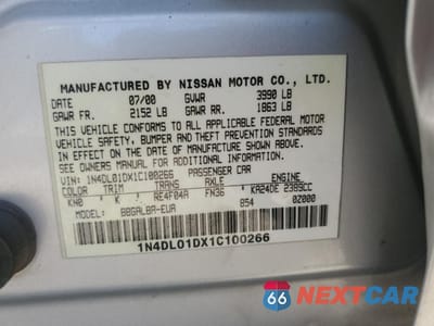 Zdjęcie 13 z 13 samochodu: 2001 NISSAN ALTIMA XE VIN:1N4DL01DX1C100266 - miniatura