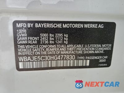 Zdjęcie 13 z 13 samochodu: 2017 BMW 540 I VIN:WBAJE5C30HG477830 - miniatura