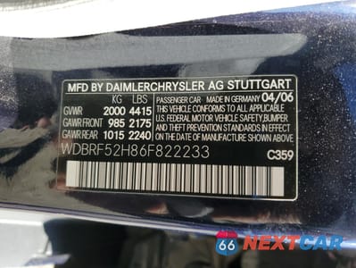 Zdjęcie 12 z 12 samochodu: 2006 MERCEDES-BENZ C 230 VIN:WDBRF52H86F822233 - miniatura