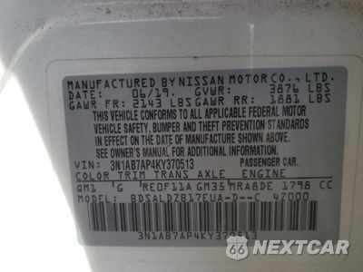Zdjęcie 13 z 13 samochodu: 2019 NISSAN SENTRA S VIN:3N1AB7AP4KY370513 - miniatura