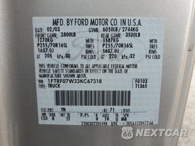 Zdjęcie 12 z 12 samochodu: 2003 FORD F150 VIN:1FTRF07W33KC67318 - miniatura