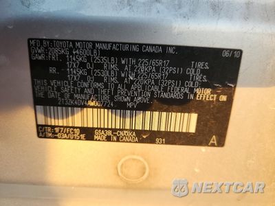 Zdjęcie 13 z 13 samochodu: 2010 TOYOTA RAV4 VIN:2T3ZK4DV4AW007724 - miniatura
