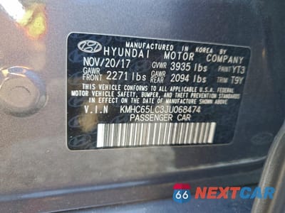 Zdjęcie 12 z 12 samochodu: 2018 HYUNDAI IONIQ BLUE VIN:KMHC65LC3JU068474 - miniatura