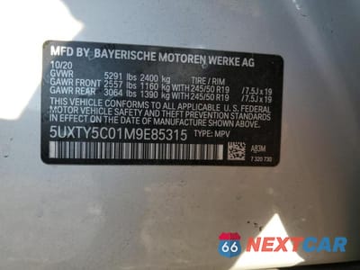 Zdjęcie 13 z 13 samochodu: 2021 BMW X3 XDRIVE30I VIN:5UXTY5C01M9E85315 - miniatura