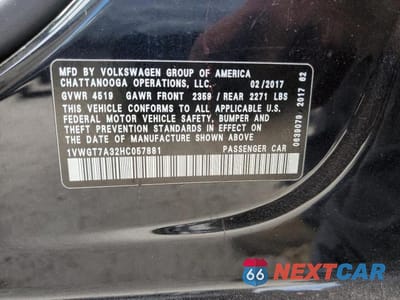 Zdjęcie 12 z 12 samochodu: 2017 VOLKSWAGEN PASSAT SE VIN:1VWGT7A32HC057881 - miniatura