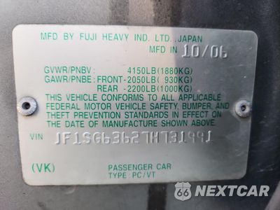 Zdjęcie 14 z 16 samochodu: 2007 SUBARU FORESTER 2.5X VIN:JF1SG63627H731991 - miniatura