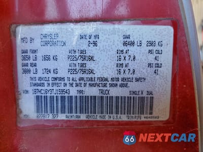 Zdjęcie 12 z 12 samochodu: 1996 DODGE RAM 1500 VIN:1B7HC16Y3TJ159543 - miniatura
