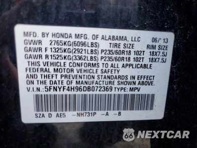 Zdjęcie 14 z 14 samochodu: 2013 HONDA PILOT TOURING VIN:5FNYF4H96DB072369 - miniatura