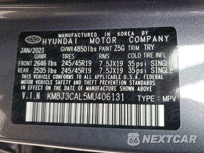 Zdjęcie 13 z 13 samochodu: 2021 HYUNDAI TUCSON LIMITED VIN:KM8J3CAL5MU406131 - miniatura
