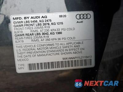 Zdjęcie 12 z 12 samochodu: 2020 AUDI Q5 PREMIUM VIN:WA1ANAFY1L2115413 - miniatura