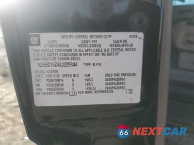 Zdjęcie 13 z 14 samochodu: 2002 CHEVROLET SUBURBAN C1500 VIN:1GNEC16Z42J229844 - miniatura