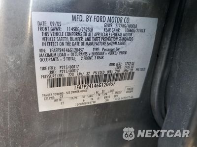 Zdjęcie 12 z 13 samochodu: 2006 FORD FIVE HUNDRED SEL VIN:1FAFP24146G120457 - miniatura