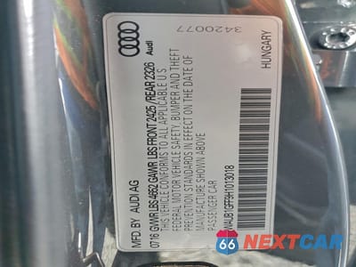 Zdjęcie 12 z 12 samochodu: 2017 AUDI S3 PREMIUM PLUS VIN:WAUB1GFF9H1013018 - miniatura