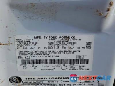 Zdjęcie 13 z 15 samochodu: 2013 FORD F150 SUPERCREW VIN:1FTFW1EF3DFB77088 - miniatura