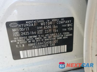 Zdjęcie 12 z 12 samochodu: 2013 HYUNDAI SONATA HYBRID VIN:KMHEC4A47DA081001 - miniatura