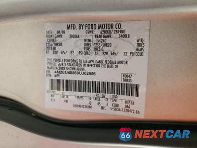 Zdjęcie 13 z 15 samochodu: 2009 MERCURY MOUNTAINEER PREMIER VIN:4M2EU48869UJ02656 - miniatura