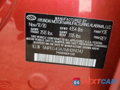 Zdjęcie 13 z 15 samochodu: 2021 HYUNDAI SONATA SE VIN:5NPEG4JA7MH094242 - miniatura
