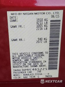Zdjęcie 13 z 13 samochodu: 2015 NISSAN ALTIMA 2.5 VIN:1N4AL3AP4FC465225 - miniatura
