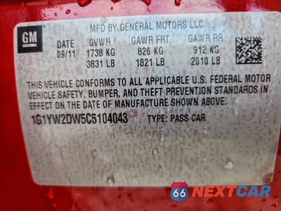 Zdjęcie 13 z 15 samochodu: 2012 CHEVROLET CORVETTE GRAND SPORT VIN:1G1YW2DW5C5104043 - miniatura