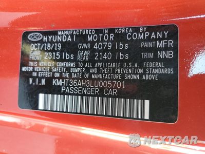 Zdjęcie 12 z 12 samochodu: 2020 HYUNDAI VELOSTER N VIN:KMHT36AH3LU005701 - miniatura