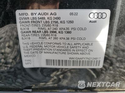 Zdjęcie 13 z 15 samochodu: 2022 AUDI Q5 PREMIUM 45 VIN:WA1GAAFY7N2124917 - miniatura